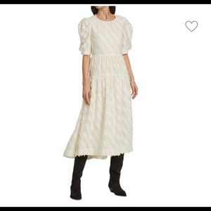 En Saison frayed-Stripe Chiffon Midi-
Dress